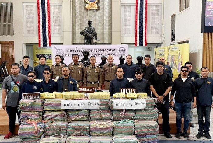 ทลายกรุ “บ้านหรูบางบัวทอง”! สืบนครบาล 7 บุกยึดยาบ้า 9 ล้านเม็ด-ไอซ์บิ๊กล็อต