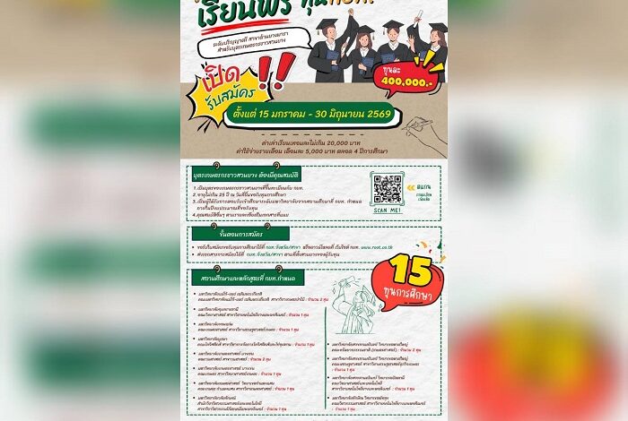 โค้งสุดท้าย! กยท. มอบทุน ป.ตรี ด้านยางพารา ทุนละ 400,000 บาท บุตรชาวสวนยาง ยื่นใบสมัครด่วน วันนี้-30 มิ.ย.นี้